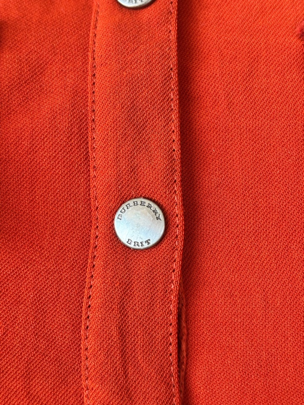 Burberry Burnt Orange Sleeveless Shirt Dress | Snap Button Mini, Pockets - Picture 5 of 9